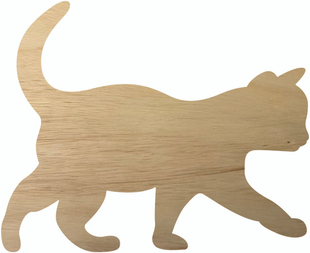 Wooden Cat Craft Shape, Unfinished Wall Craft, Cat Cutout