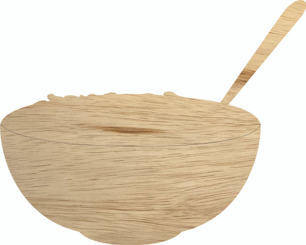 Wooden Bowl with Spoon Shape, Unfinished Paint By Line Cutout