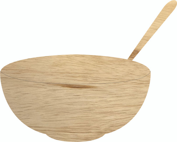 Bowl with Spoon Wooden Shape, Unfinished Wall Cutout, DIY