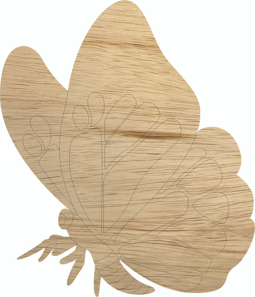 Unfinished Butterfly Wood Cutout, Paint by Line Craft Shape