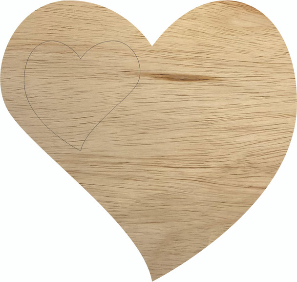 Wooden Heart Shape Paint by line, Wood Craft Heart Cutout