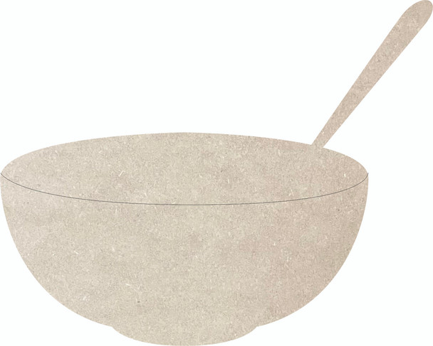 Unpainted Bowl with Spoon MDF Shape, Blank Wall Cutout