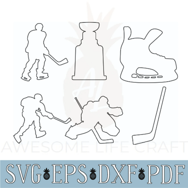 SVG Hockey Files, 6 Instant Downloadable Hockey Bundle Files