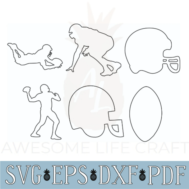 SVG Football Files, 6 Instant Downloadable Football Bundle Files