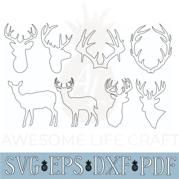 SVG Deer Bundle 8 Files, EPS Download File Bundle, Deer CNC