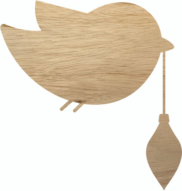 Christmas Bird with Ornament Wood Shape, Unfinished Craft Cutout