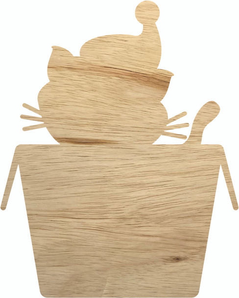Blank Cat in the Box Christmas Cutout, Wood Holiday Shape, DIY