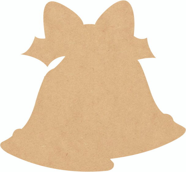 Christmas Bell with Bow MDF Shape, Unpainted Holiday Bell Cutout