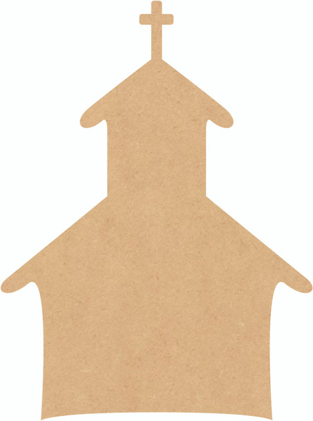 Church Wood MDF Cutout, Craft Church Door Hanger Shape