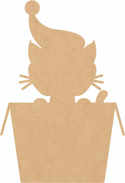 Wooden Cat in the Box Craft MDF Door Hanger, Blank Holiday Shape