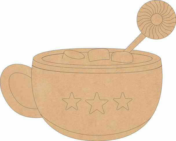 Christmas Peppermint Drink Shape, Unfinished Holiday DIY Cutout