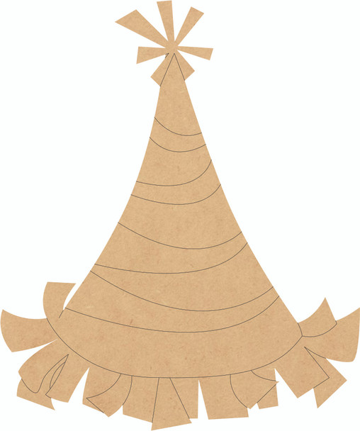 Unfinished Party Hat Wood Cutout, Paintable Birthday Cutout MDF