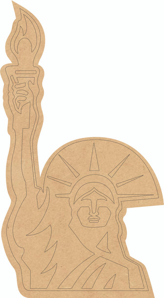 Unfinished Statue of Liberty Wooden Cutout, Paintable MDF