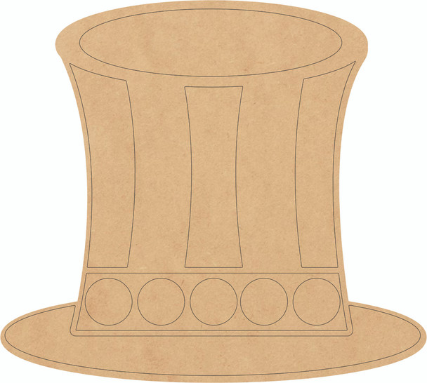 American Top Hat Unfinished Wooden Cutout, Blank MDF Craft