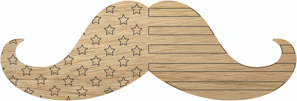 Mustache with Stars Wood Cutout, American Paint by Line Shape