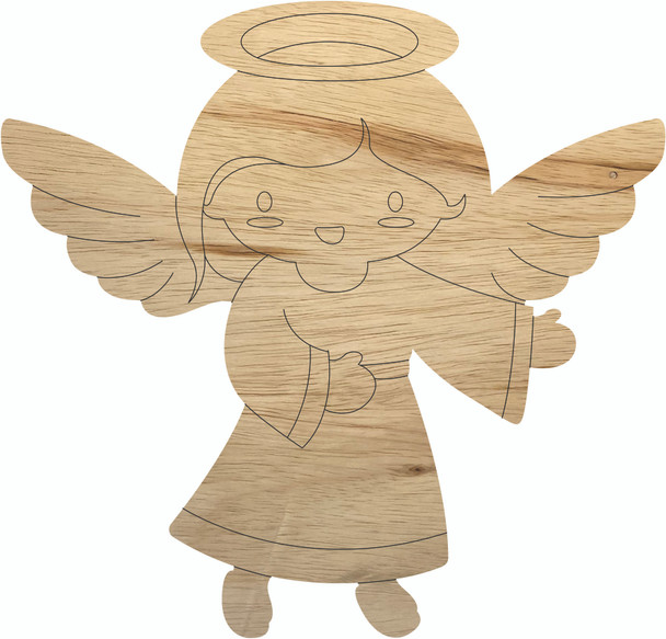 Christmas Angel Craft Cutout, Unfinished  Paint by Line Holiday DIY