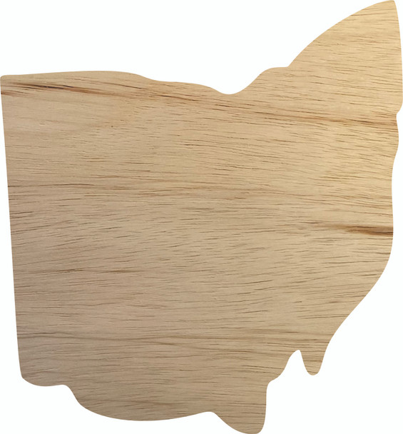 Ohio Wooden State Cutout, Unfinished Real Wood State Shape, Craft