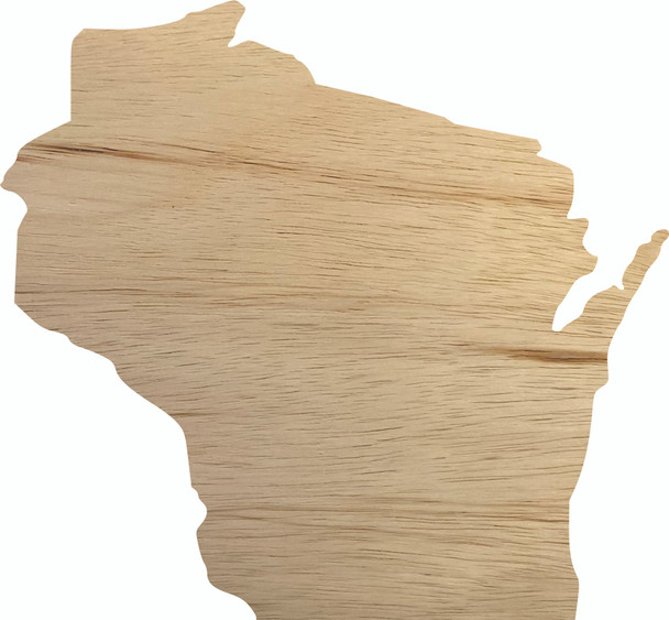 Wisconsin Wooden State Cutout, Unfinished Real Wood State Shape, Craft
