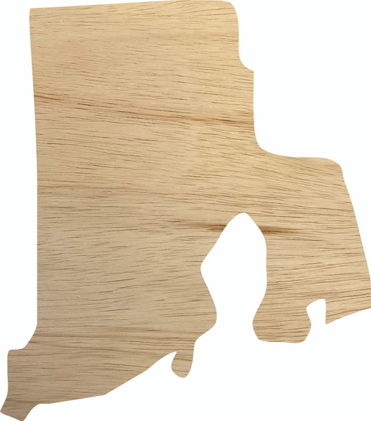 Rhode Island Wooden State Cutout, Unfinished Real Wood State Shape, Craft