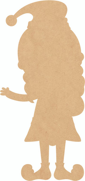 Elf Girl Wooden Christmas Shape, Unfinished MDF Craft Cutout