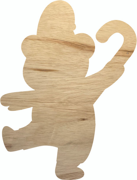 Wooden Bear with Candy Cane Cutout, Christmas Teddy Bear Craft
