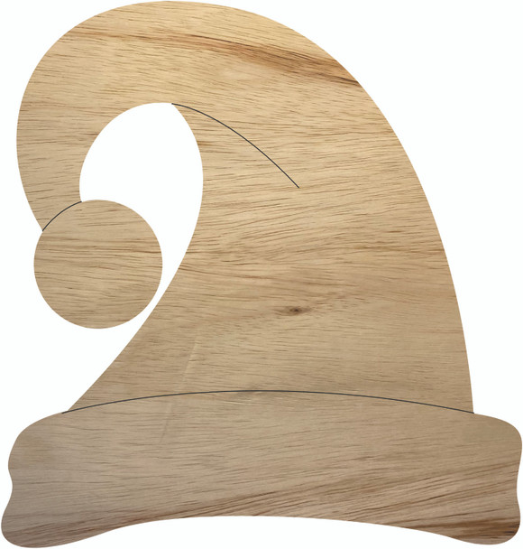 Wood Christmas Hat Shape, Unpainted Wooden Holiday Hat Cutout