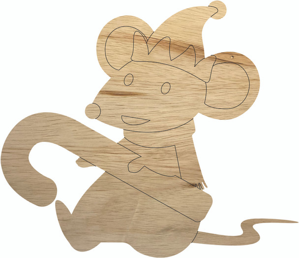 Candy Cane Mouse Wood Shape, Christmas Mouse Door Hanger