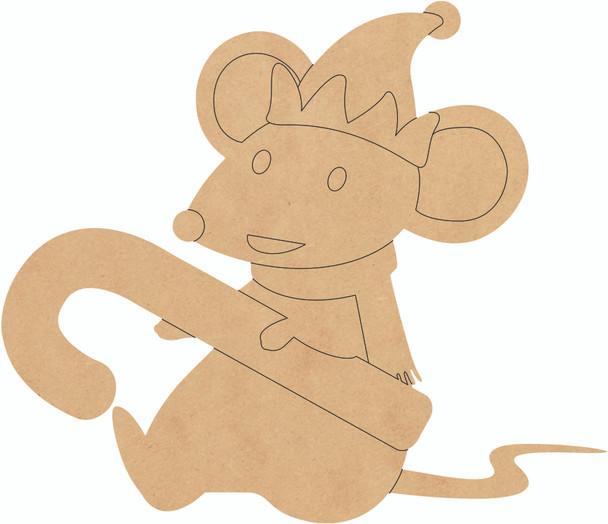 Wooden Candy Cane Mouse Shape, Christmas Mouse Wall Cutout