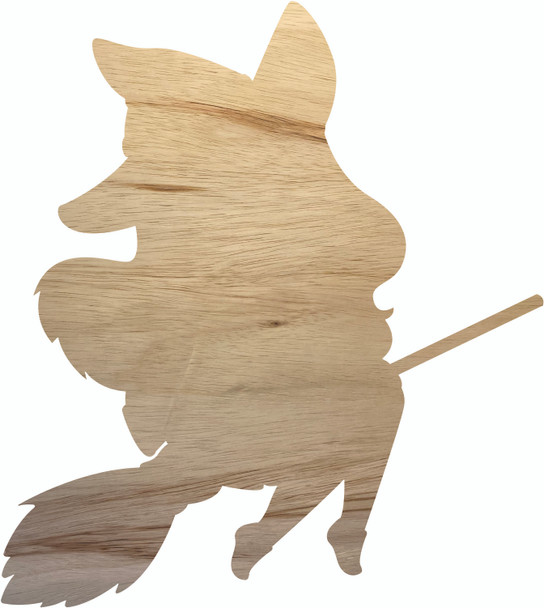 Blank Witch Flying on Broom Shape, Unfinished Halloween Cutout