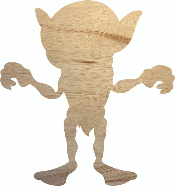 Wooden Goblin Shape, Unfinished Halloween Goblin Craft Cutout