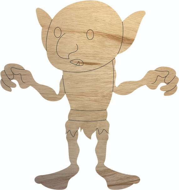 Wood Goblin Craft Cutout, Unfinished Wood Scary Halloween Shape