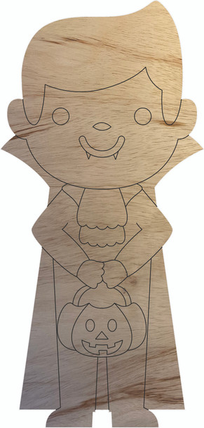 Wood Kid Vampire Halloween Costume Cutout, Unfinished Shape