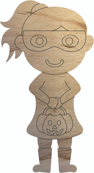 Wood Kid Hero Halloween Costume Shape, Wood Craft Cutout