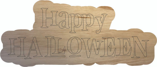 Wooden Happy Halloween Shape, Wood Paintable Cutout Craft