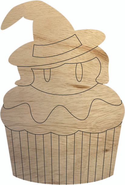 Blank Wooden Halloween Cupcake DIY Shape, Unfinished Craft