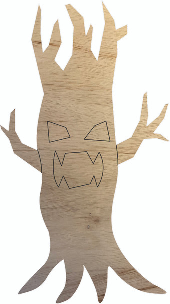 Unfinished Wooden Creepy Tree Craft Shape, Halloween Cutout