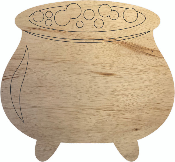Wood Cauldron Pot Craft Shape, Unfinished Halloween Cutout