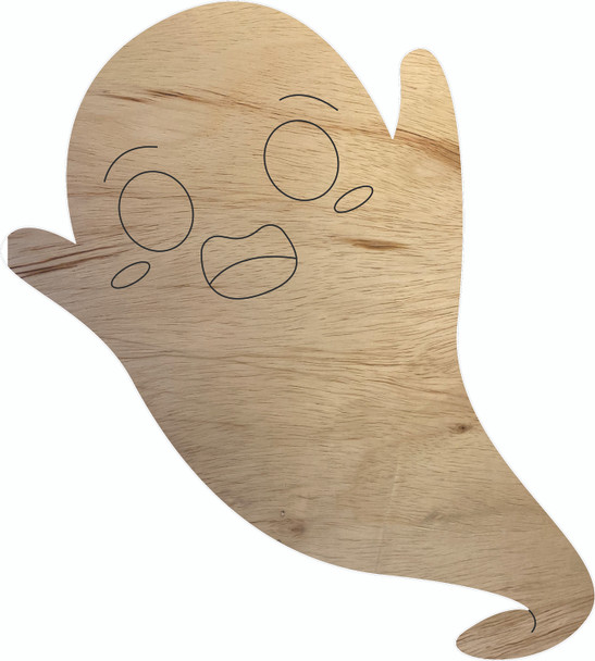 Wooden Kid Halloween Ghost Shape, Unfinished Paintable Cutout