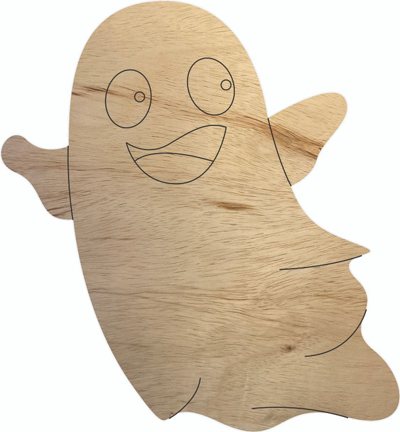 Wood Kid Halloween Ghost Shape, Unfinished DIY Creepy Cutout