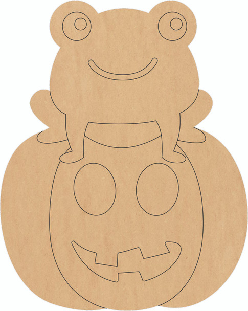 MDF Halloween Frog Jack-O-Lantern Shape, Pumpkin Craft