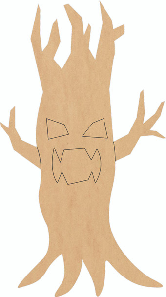 Unfinished Wooden Creepy Tree Shape, Halloween MDF Cutout