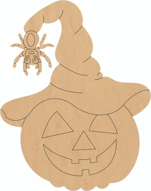 Wood Jack-O-Lantern with Hat MDF Shape, Unfinished Halloween