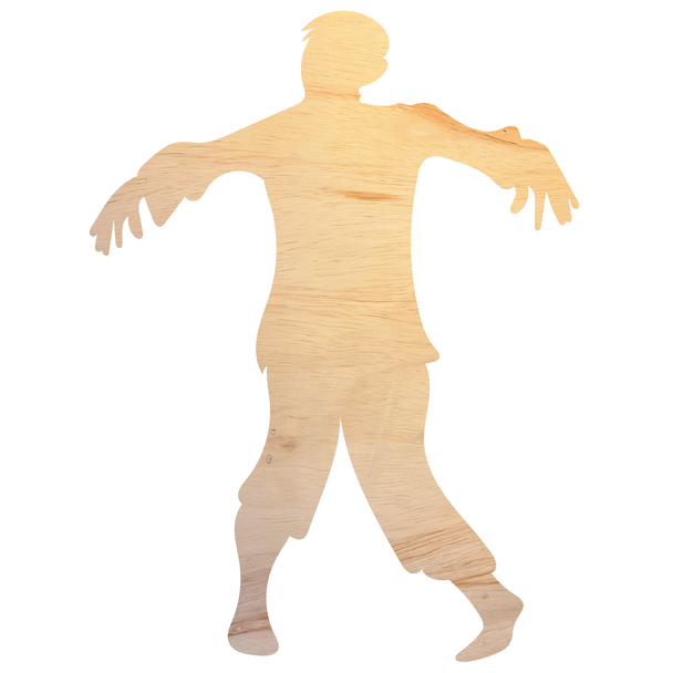 Wood Man Zombie Running Cutout, Unfinished Zombie Craft