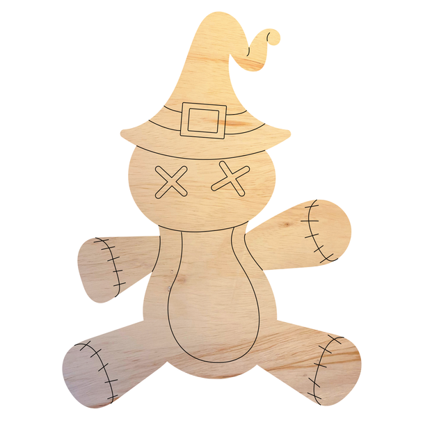 Wooden Doll with Hat Shape, Halloween Wood Craft