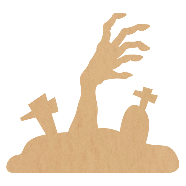 Zombie Hand With Cross MDF Shape, Halloween Wood Craft