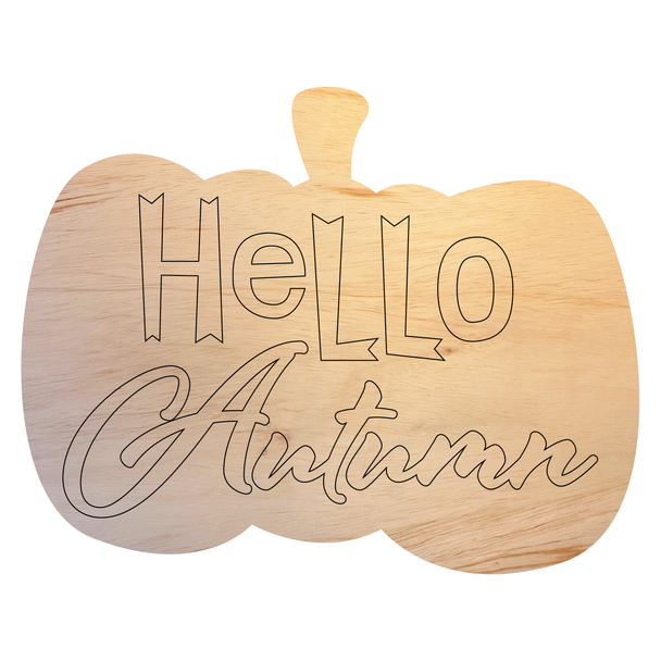 Blank Hello Autumn Pumpkin Shape, Fall Wood Craft, DIY