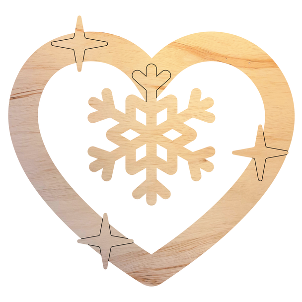 Wood Yuletide Christmas Snowflake Shape, Blank Wreath Craft
