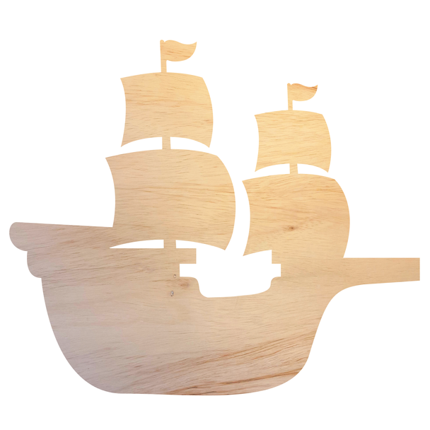 Blank Ship Wood Craft Cutout, Wooden Paintable Ship Shape