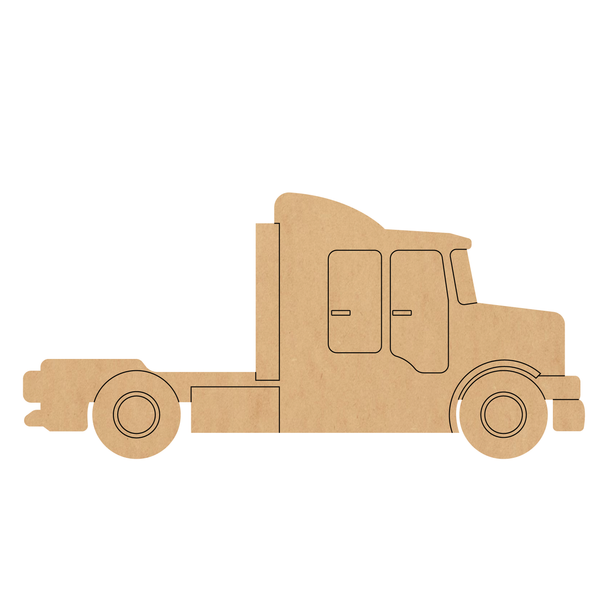 Unfinished Semi Truck Wood Cutout, Paintable MDF Craft