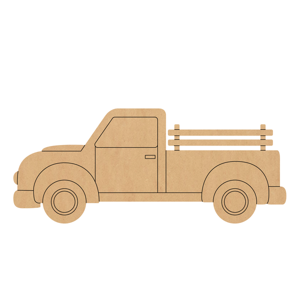 Old Truck Wooden Cutout, Holiday Truck Shape, Unfinished